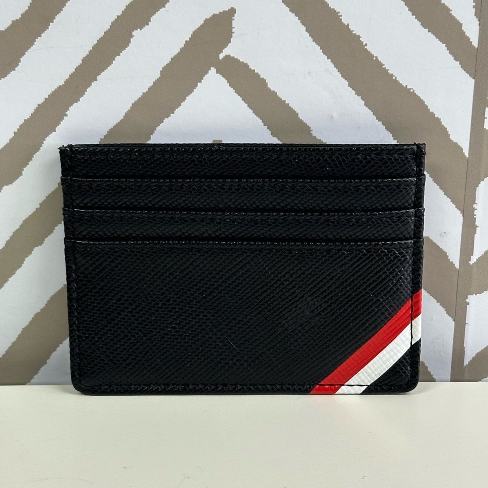 Zara Man Black Credit Card Wallet with Red & Black Stripes